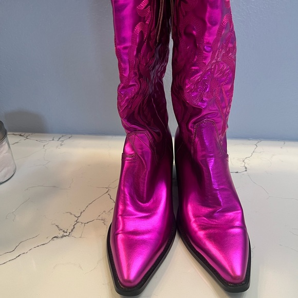 Billini Danilo Metallic Pink Western Cowboy Boots Womens Size 9 FUSCHIA - Picture 3 of 4